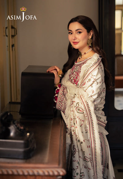 Asim Jofa Dhanak 3PC Embroidered Shirt With Digital Printed Shawl - 693