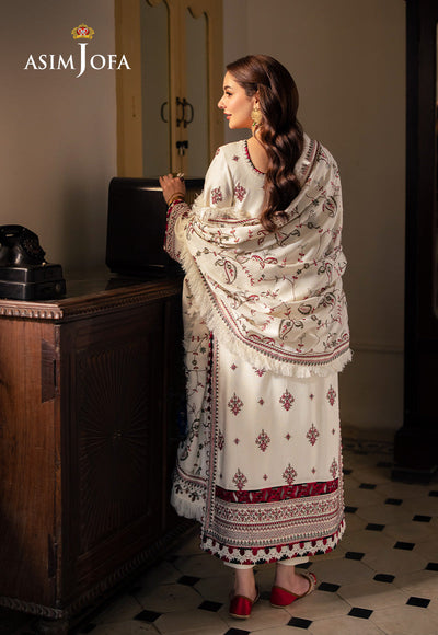 Asim Jofa Dhanak 3PC Embroidered Shirt With Digital Printed Shawl - 693