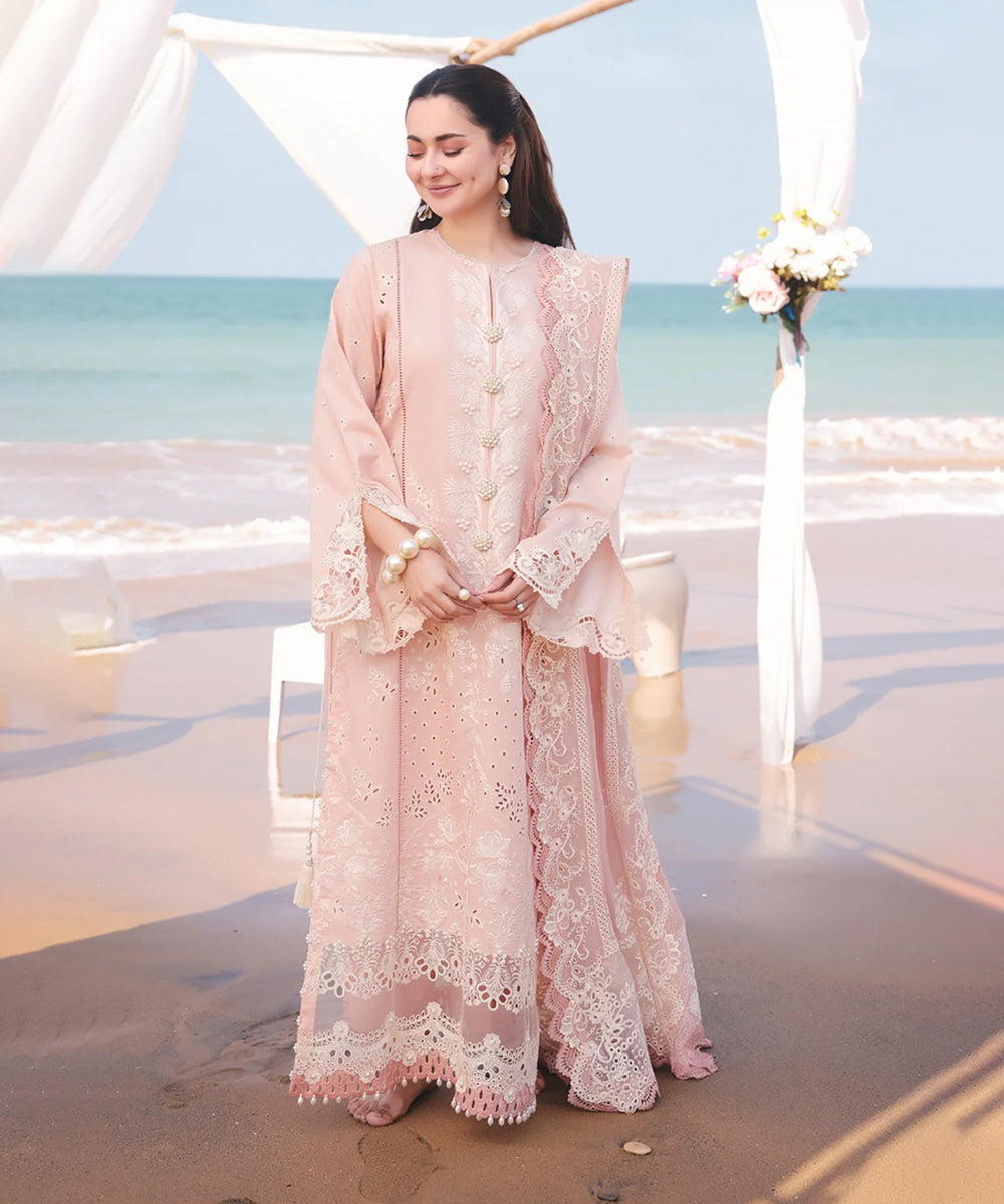 Lawn-3PC Embroidered Shirt with Organza Embroidered Dupatta-1427