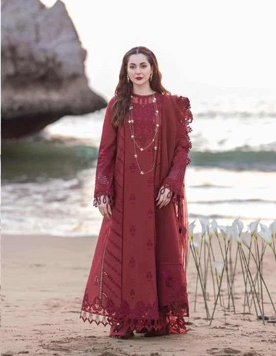 Lawn-3PC Embroidered Shirt with Organza Embroidered Dupatta-1134