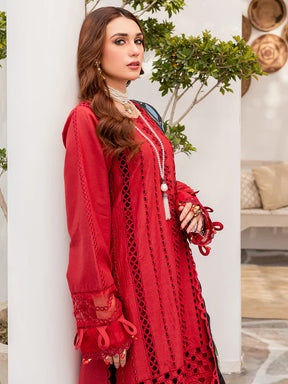 Dhanak-3PC Embroidered Shirt with Digital Printed Wool Shawl - 3160