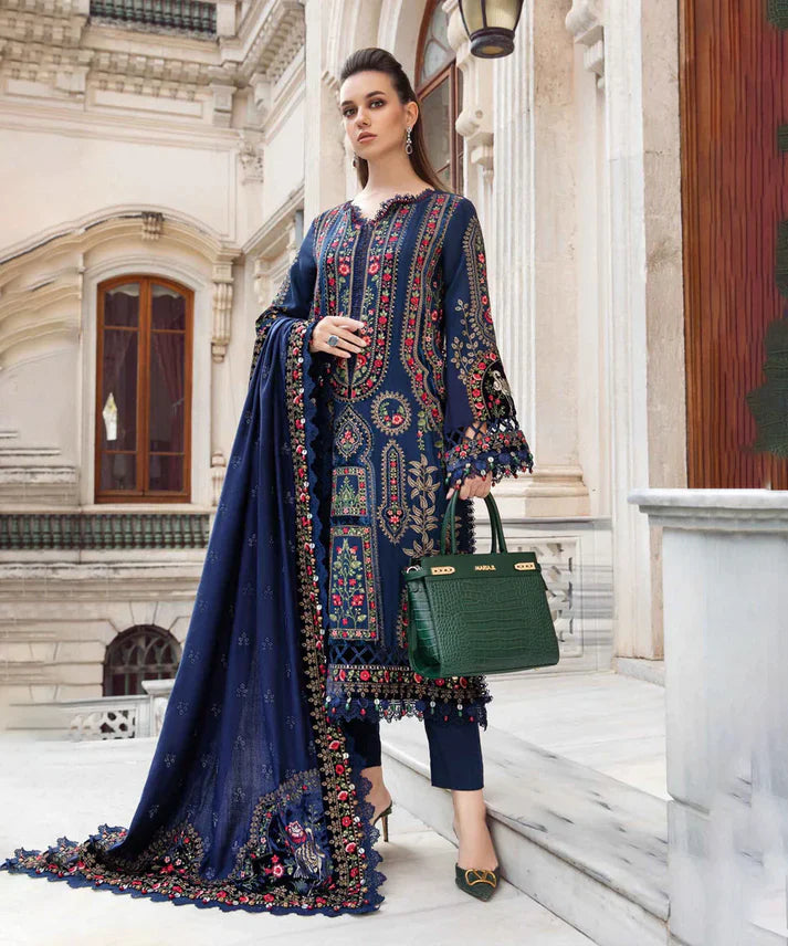 Dhanak 3PC Embroidered Shirt with Dhanak Embroidered Dupatta-3384