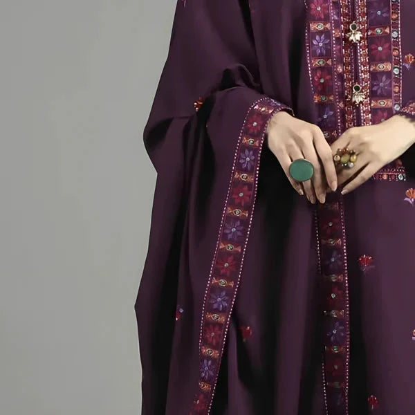 Dhanak 3PC Embroidered Shirt with Dhanak Embroidered Shawl-3446