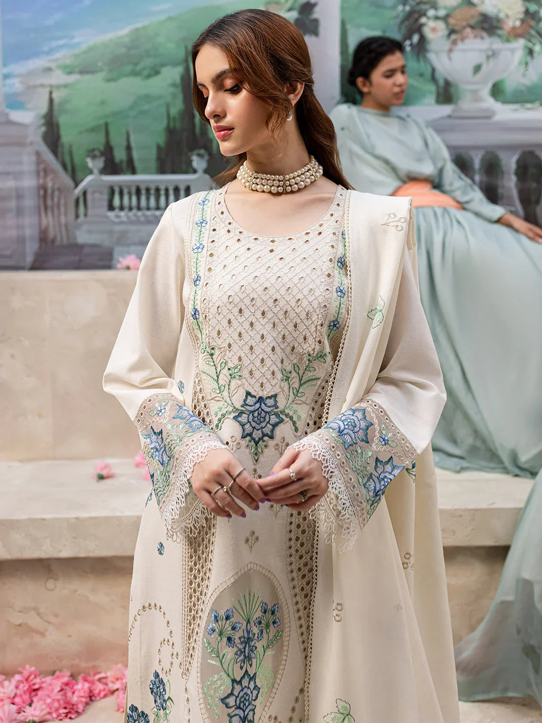 Lawn-3PC Embroidered Shirt with Organza Embroidered Dupatta-1177