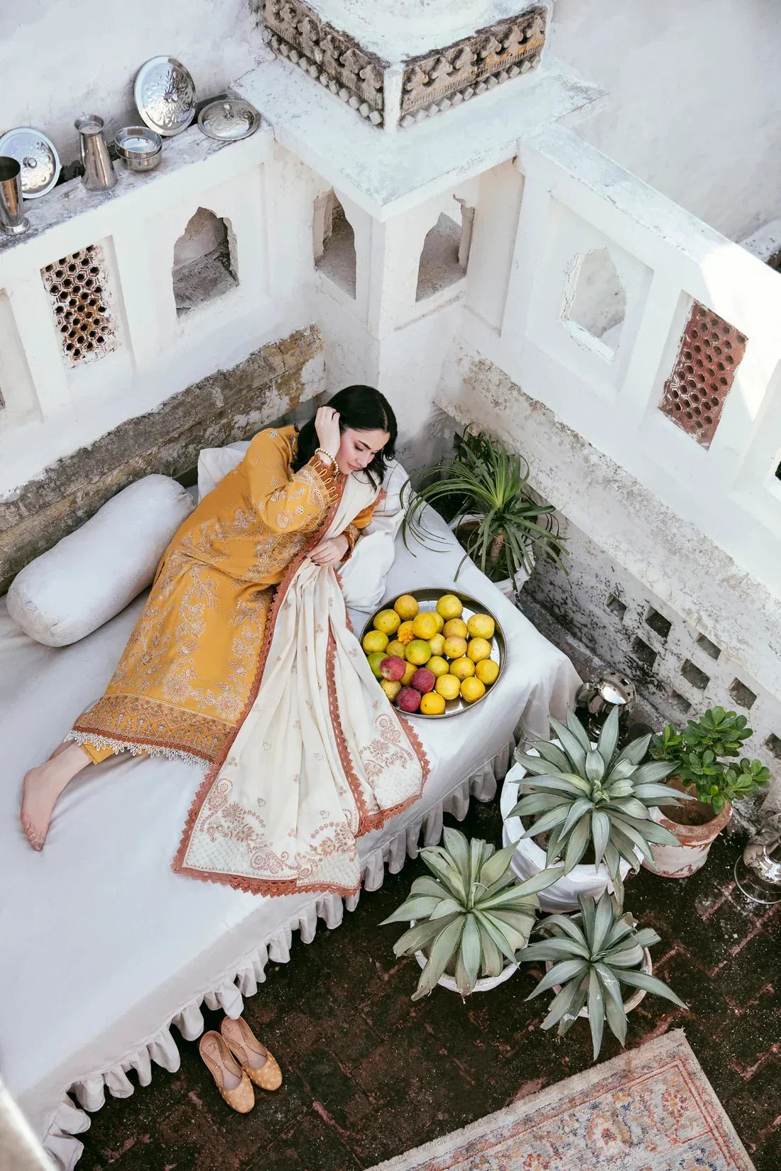 Dhanak 3PC Embroidered Shirt with Dhanak Embroidered Dupatta-3441