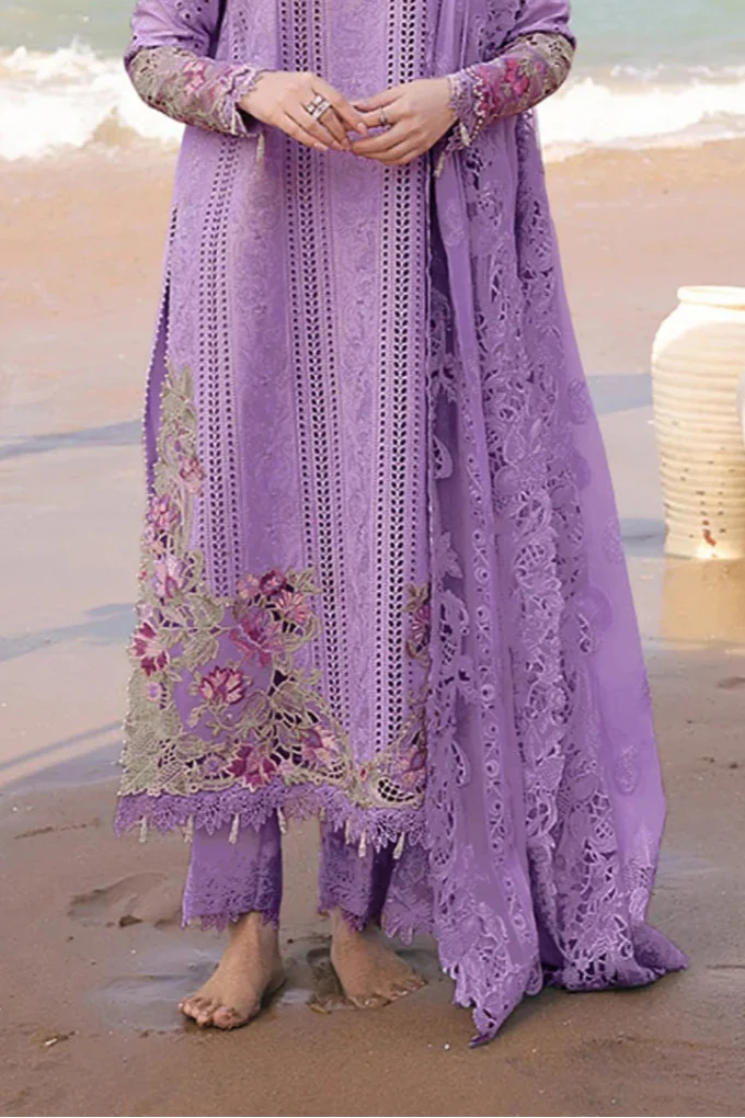Dhanak -3PC Embroidered Shirt With Organza Embroidered Dupatta-3341