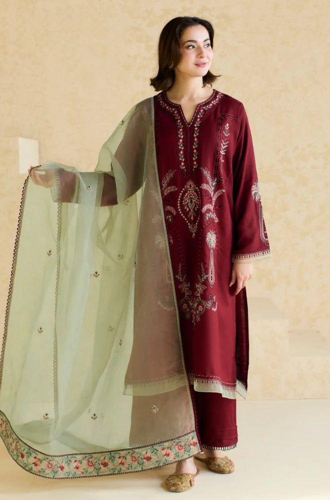 Lawn-3PC Embroidered Shirt with Organza Embroidered Dupatta-1425