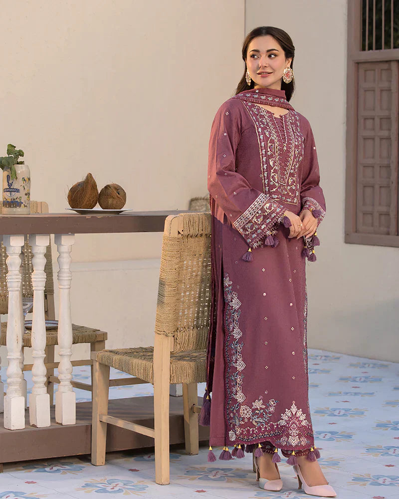 Dhanak-3PC Embroidered Shirt with Chiffon Embroidered Dupatta-3286